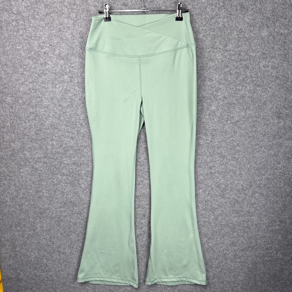 Yogalicious Lux Madison Crossover 7/8 Flare Leggings Sage Green Womens Large